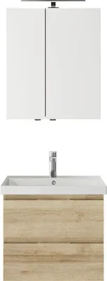 Produktbild von Pelipal Badmöbel-Set Serie 4035 BxHxT 60 x 200 x 45 cm Frontfarbe eiche riviera mit Keramik-Waschtisch weiß, Waschtischu