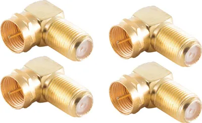 Image de 4x adaptateurs F coudés, F mâle/ F femelle, dorés