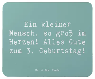 Produktbild von Mr. & Mrs. Panda Mauspad Spruch 3. Geburtstag Herz - Meeresbrise - Geschenk, Feier Dekoration, mausteppich, dritter, Alter, Ideen, Kindergeburtstag, Alles Gute, laptop