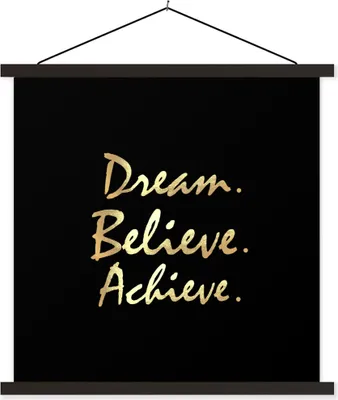 Produktbild von MuchoWow® Textilposter Zitat - Traum - Schwarz - Gold 40x40 cm mit schwarzem Rahmen - Fotos