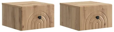 Produktbild von "2026 Moderne"Wandmontierter Nachttisch 2er-set elegantes Design - Nachtschrank - für Schlafzimmer - Artisan-Eiche 33x34,5x20cm - Nachttische & -schränke BestMöbel 935936