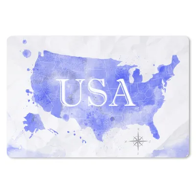 Produktbild von MuchoWow® Schreibtischunterlage Vereinigte Staaten - Blau - Weltkarte 60x40 cm - XXL Mauspad - Großes Mauspad
