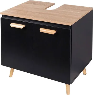 Produktbild von EUGAD Badezimmerschrank Unterschrank mit 2 Türe, 60 x 40 x 60,5 cm, Schwarz