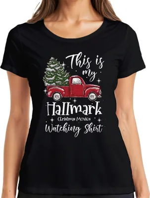 Produktbild von This is my Hallmark watching Shirt - Weihnachten Weihnachtsgeschenk Christmas Damen T-Shirt, Schwarz, M