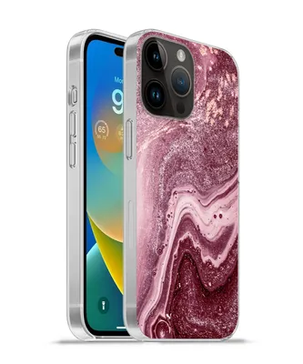 Produktbild von MuchoWow® Handyhülle Schutzhülle Hülle für Apple iPhone 14 Pro Max Naturstein - Rosa - Glitter Silikon Softcase Handy Hülle - Hardcover