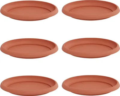 Immagine prodotto di vidaXL, piatto rotondo per fiori, 6 pezzi, color terracotta, diametro 21,5 x 2,5 cm, plastica