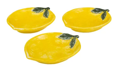 Produktbild von 3er Set Teller Zitrone Keramik 16cm Zitronenschale Sommer Obst Dekoschale Snackschale Tischdeko Servierschale Aufbewahrung Obstschale