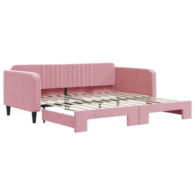 Image de vidaXL Lit de jour extensible rose 100x200 cm velours