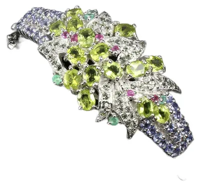 Produktbild von Peridot-Armband aus 925er Silber mit natürlichen Saphiren