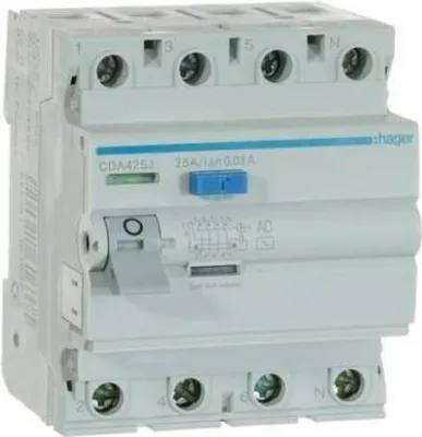Produktbild von HAGER RCCB Fehlerstromschutzschalter 3P+N 25A 30mA 6kA CDA425J