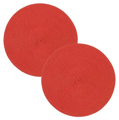 Produktbild von Tischset 2er Set Rot rund 35 cm Ø Platzset abwaschbar Platzdeckchen