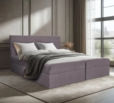 Produktbild von Bett, Boxspringbett, Continentalbett BERG POSO mit Bonell Matratze, T25 Topper, Doppelbett mit Container, H3 140x200 cm, (Rosa - Poso 27)
