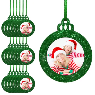 20 Filz-Fotobälle zum Aufhängen, glitzernd, grüner Weihnachtsbaum