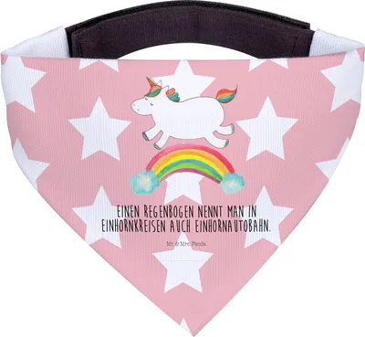 Produktbild von Mr. & Mrs. Panda Bandana Einhorn Regenbogen - Rot Pastell - Geschenk, Erwachsenwerden, Unicorn, Hunde Hals Tuch, Halstuch für Hund, Dreieckstuch, Glitzer, Einhornpower