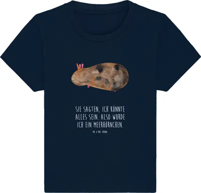Produktbild von Mr. & Mrs. Panda Organic Baby Shirt Einhorn Meerschweinchen 6. - 12. Monat - French Navy - Geschenk, Öko T-Shirt, Babyshirt, Einhörner, Baumwollshirt, Kinder Oberteil