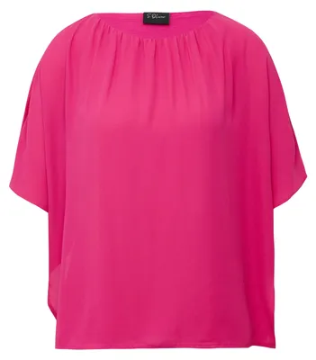 Produktbild von s.Oliver Chiffon T-Shirt Loose Fit mit Rundhalsausschnitt, überschnittenen Schultern, Raffung