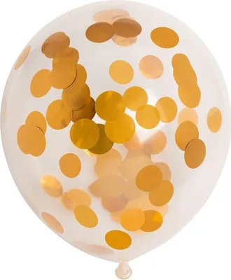 Produktbild von 5 durchsichtige Luftballons mit Metallic Konfetti in Gold 30 cm
