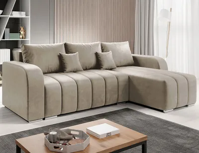 Produktbild von Easy4You Ecksofa Pufetto Beige L-Form – 245x86x147 cm - Schlafsofa mit Bettkasten und Schlaffunktion - Eckcouch mit Stauraum – Stoff Manila 02