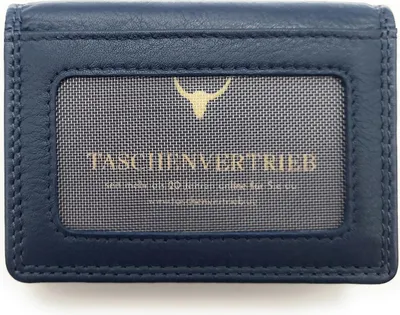 Produktbild von RFID Kreditkartenetui Nappaleder mit Ausweisfenster & Klarsichthüllen navy blau