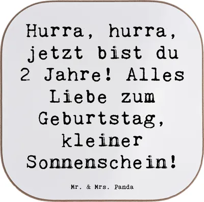 Produktbild von Mr. & Mrs. Panda Tischschoner Spruch 2. Geburtstag - Weiß - Geschenk, Geburtstagsgeschenk, Schenke Freude, gläseruntersetzer, Kinderfreude, Meilenstein, 2 Jahre, Coaster