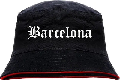Produktbild von Barcelona Anglerhut - Altdeutsche Schrift - Schwarz-Roter Fischerhut L/XL SchwarzRot