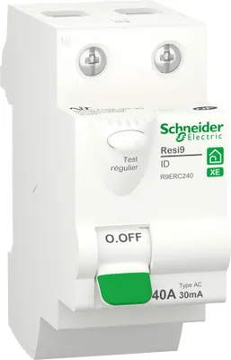 Image de Interrupteur différentiel  SCHNEIDER R9ERC240 40A type AC 30mA 1P+N embrochable Resi9 XE