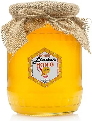 Produktbild von Natural Food - Roher Honig - Natürlich. Unbehandelt, Ungefiltert, Nicht geschleudert - aus Europa, ohne Zusätz- Linden Honig -1 x 1,1kg