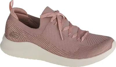 A side view of a pink Skechers Ultra Flex 2.0-Laser Focus sneaker.