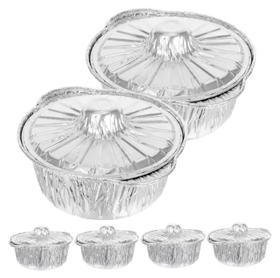 Produktbild von 6stücke Alufolienformen Mit Deckel Einweg-kochgeschirr Robuste Aluminiumbehälter Für Camping Picknicks Speisenzubereitung Und Outdoor-veranstaltungen