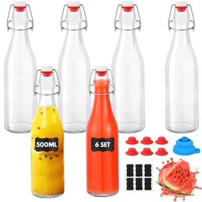 Glasflaschen 500 ml mit Bügelverschluss, 6 Stück