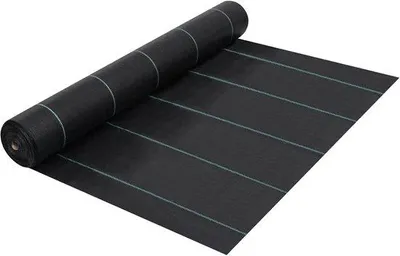 Produktbild von Famanu Unkrautvlies 1 x 50 m - Wasserdurchlässig, mit grünen Markierungsstreifen, schwarz