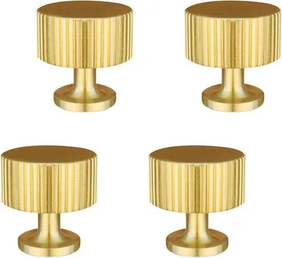 Image de Lot de 4 boutons de meuble ronds dorés, style rétro