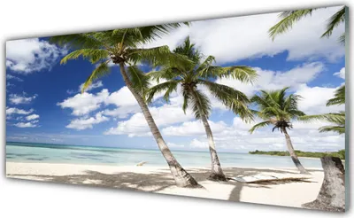 Produktbild von Acrylglasbilder 125x50 Wandbild Druck Meer Strand Palmen Landschaft