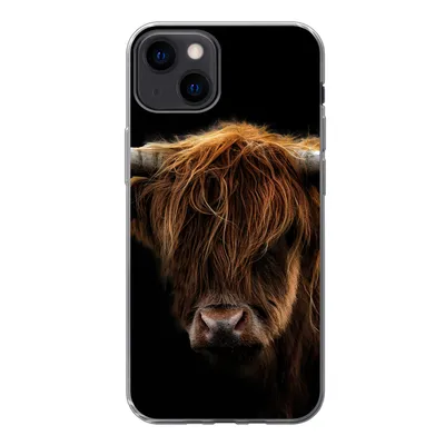 Produktbild von MuchoWow® Handyhülle Schutzhülle Hülle für iPhone 13 Schottischer Highlander - Hörner - Schwarz - Tiere - Natur - Wild - Kuh Silikon Softcase Handy Hülle - Karteninhaber