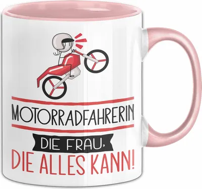 Produktbild von Motorradfahrerin Geschenk Tasse Becher Die Frau Die Allen Kann Geschenkidee für eine Motorradfahrerin Lustig (Rosa)