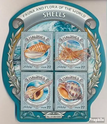 Produktbild von Briefmarken Malediven 2016 Mi 6345-6348 Kleinbogen (kompl. Ausg.) postfrisch Muscheln