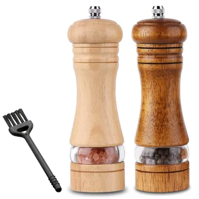 Productafbeelding van Set van 2 peper- en zoutmolens, handmatige molens met keramische maalwerken, instelbare maalgraad, inclusief reinigingsborsteltje, 16,5 x 5 cm