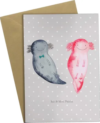 Produktbild von Mr. & Mrs. Panda Grußkarte Axolotl Freundin - Grau Pastell - Geschenk, einladungskarten, genesungskarte, hochzeitskarten, glücklich, Liebe, weihnachtskarten, Valentinstag