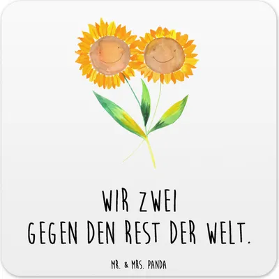 Produktbild von Mr. & Mrs. Panda Untersetzer Kunststoff Blume Sonnenblume 15er Set - Weiß - Geschenk, für Gläser, Spruch, Sonnenblumen, Getränkeuntersetzer, Tischuntersetzer, Coaster