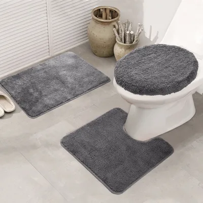 Image de Topchances rideau de douche tapis de salle de bain ensemble de 3 pièces,tapis de bain antidérapant tapis de salle de bain cuisine tapis de sol Decor tapis (gris, 50 x 80 cm)