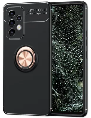 Immagine prodotto di Custodia nera opaca ad anello per Samsung Galaxy A53, custodia per cellulare con anello a 360° per funzione stand e supporto auto, robusta antiscivolo antiurto, cover case in silicone Rose Gold