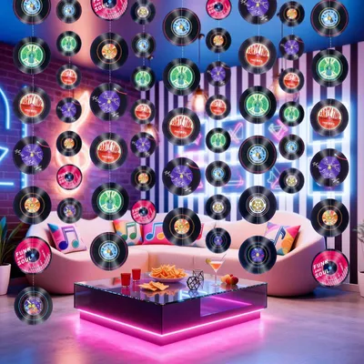 Image de 6 décorations sur le thème de la musique rétro