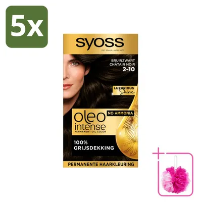 Produktbild von 5 x SYOSS Oleo Intense 2-10 Permanente Haarkleuring - Bruinzwart - Sparpackung - 5 Stücke