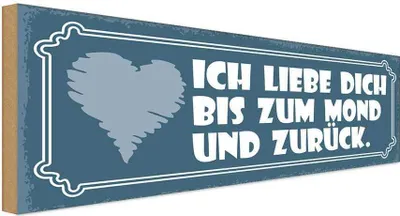 Produktbild von vianmo Holzschild 10x27 cm ich liebe dich bis zum Mond und Spruch Zitat