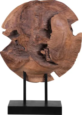 Produktbild von BELIANI Dekofigur Braun Fischform 31 x 41 cm Teakholz Dekoration Modern