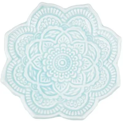 Produktbild von Keramische Schmuckplatte, Schmuckschale, Mandala-Design, Blumenform, Porzellan-Schmuck, Teller, Ringhalter, Keramische Schmuckdose, Schmuckteller für Ringe, Hörner, Kettchen