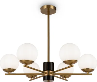 Zdjęcie produktu dla Lampa wisząca, szkło metalowe, mosiądz, 8-płomienna, D 67 cm