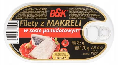 Zdjęcie produktu dla Filety Z Makreli B&K 170G W Sosie Pomidorowym