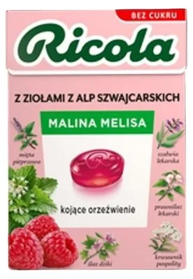 Image de Bonbons aux herbes Ricola Framboise Mélisse sans sucre 27,5 g