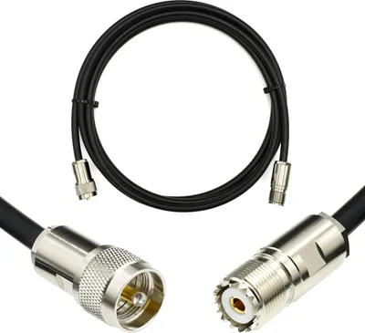 Produktbild von 10m PL259 SO239 UHF Koaxialkabel — Wetterfestes 5D-FB Verlustarmes Ø7.5mm Verlängerungskabel PL-259 Stecker / SO-239 Buchse — Verlustarmes PL Kabel für CB Funk HAM Funkgerät SWR Antennen Amateurfunk